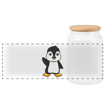 Penguin gift animal cute cartoon animal penguins - Panoramic Cookie Jar with Wooden Lid - white - Front