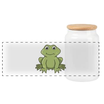 Frosch Geschenk comic Tier grün Natur Amphibie - Panorama Keksdose mit Holzdeckel - Weiß - Vorne