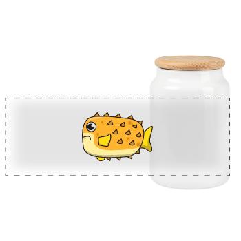 Kugelfisch Fische Geschenk Fisch Meer Wasser Comic - Panorama Keksdose mit Holzdeckel - Weiß - Vorne