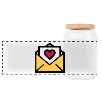 Love letter for Valentine's Day - Panoramic Cookie Jar with Wooden Lid - white - Front