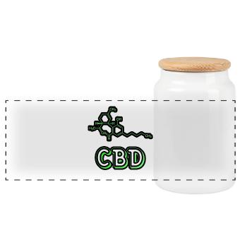 Cannabidiol - CBD Cannabis Cadeau - Boîte à biscuits avec couvercle en bois - blanc - Devant