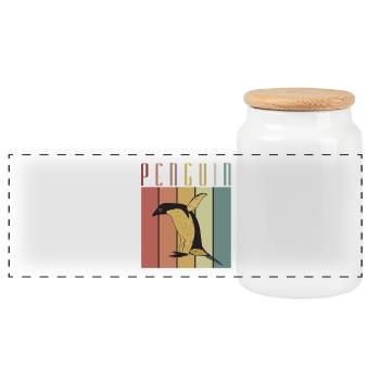 Idée de cadeau pingouin Oldshool - Boîte à biscuits avec couvercle en bois - blanc - Devant