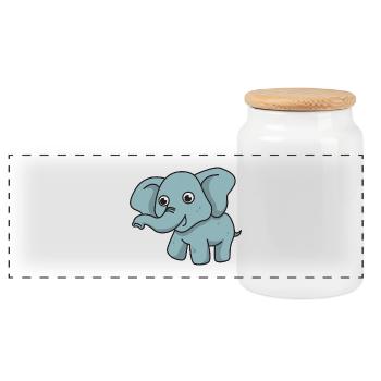 Elefant Comic Geschenk Tier Kind Rüssel niedlich - Panorama Keksdose mit Holzdeckel - Weiß - Vorne