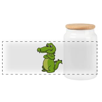 Krokodil Comic Geschenk Kroko Kind Echse Tier Nil - Panorama Keksdose mit Holzdeckel - Weiß - Vorne