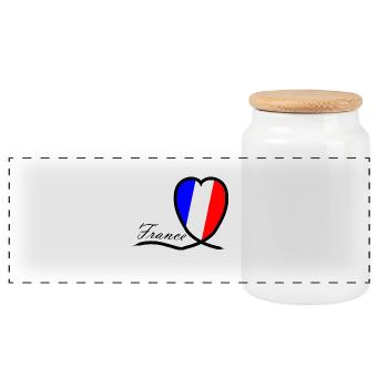 France Heart Souvenir - Panoramic Cookie Jar with Wooden Lid - white - Front