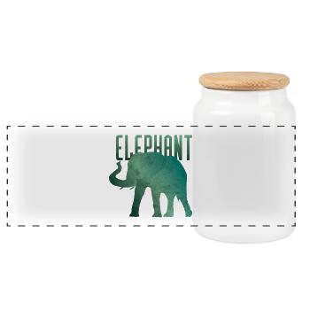 Elephant elephant elephant cow gift - Panoramic Cookie Jar with Wooden Lid - white - Front