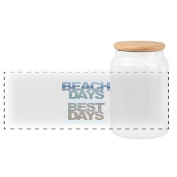 plage - Boîte à biscuits avec couvercle en bois - blanc - Devant
