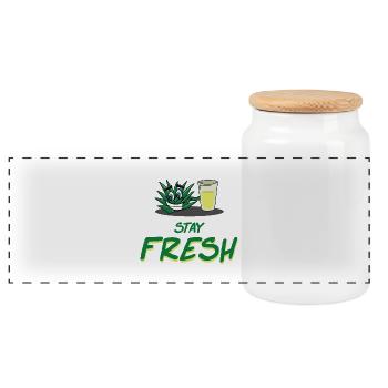 Stay fresh - Panoramic Cookie Jar with Wooden Lid - white - Front