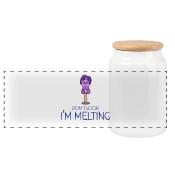 Don't look I'm melting - Panorama Keksdose mit Holzdeckel - Weiß - Vorne