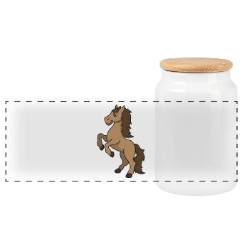 Pferd Pferde Geschenk Comic reiten Reiter Tier - Panorama Keksdose mit Holzdeckel - Weiß - Vorne