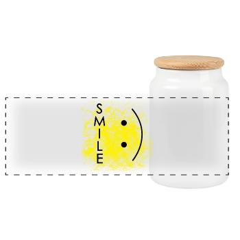 Smile - Panorama Keksdose mit Holzdeckel - Weiß - Vorne