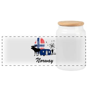 Norwegen Reise Liebe Norway Geschenk Idee schwarz - Panorama Keksdose mit Holzdeckel - Weiß - Vorne