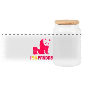 I love pandas - Panoramic Cookie Jar with Wooden Lid - white - Front