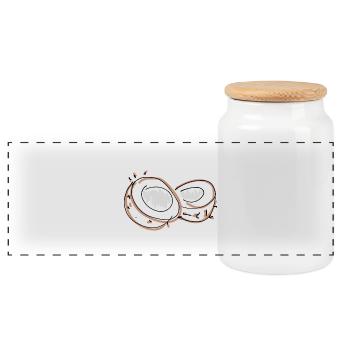 coconut - Panoramic Cookie Jar with Wooden Lid - white - Front