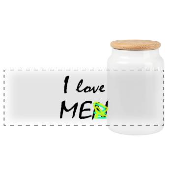 I love myself - Panoramic Cookie Jar with Wooden Lid - white - Front