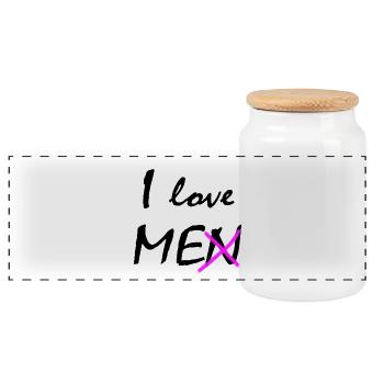 I love myself - Panoramic Cookie Jar with Wooden Lid - white - Front