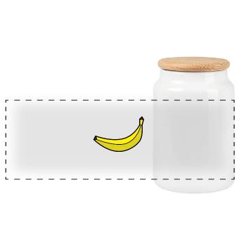 banana - Panoramic Cookie Jar with Wooden Lid - white - Front