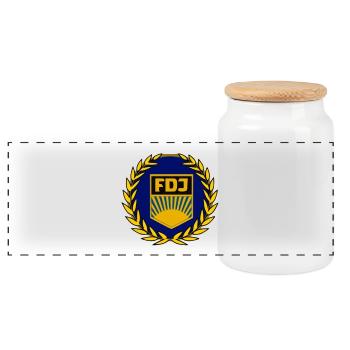 Emblème FDJ - Boîte à biscuits avec couvercle en bois - blanc - Devant