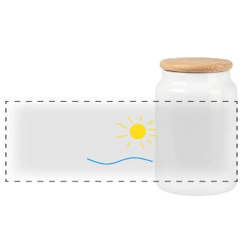 Soleil et mer - Boîte à biscuits avec couvercle en bois - blanc - Devant