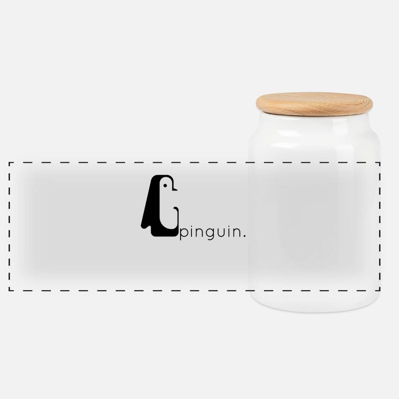 pinguin. - Panorama Keksdose mit Holzdeckel - Weiß