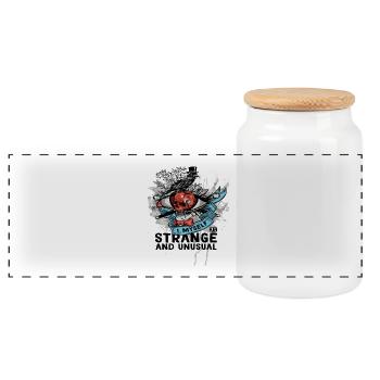 Crâne étrange - Boîte à biscuits avec couvercle en bois - blanc - Devant