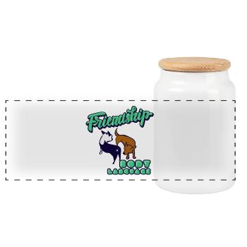 Chiens d'amitié - Boîte à biscuits avec couvercle en bois - blanc - Devant