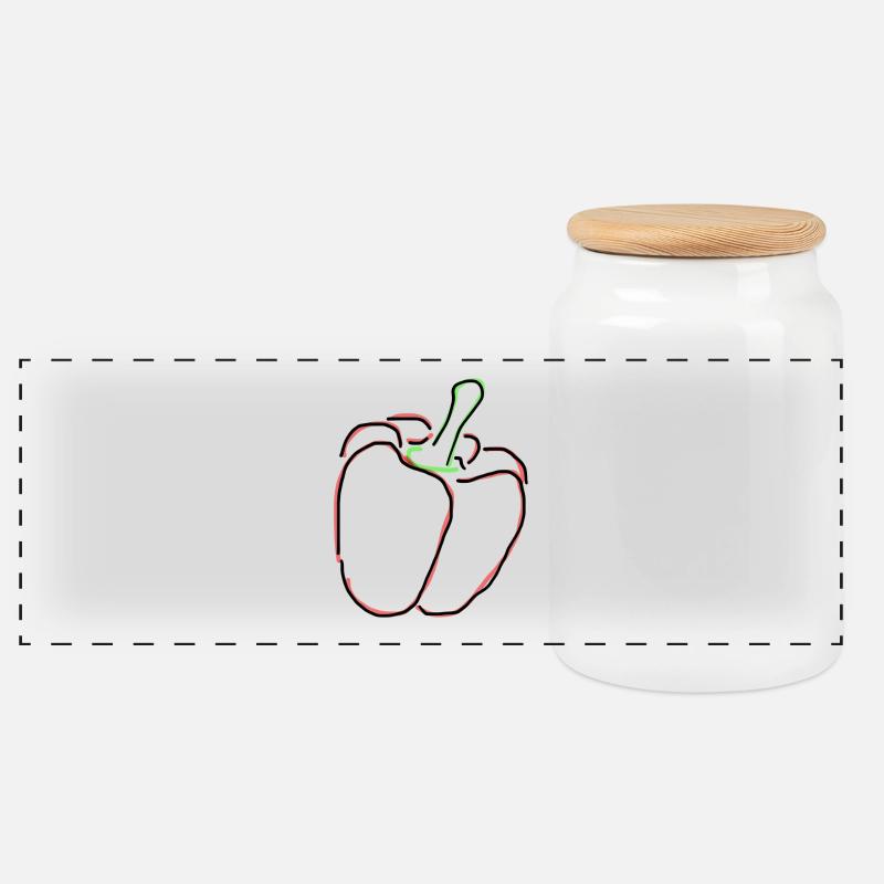 Paprika - Panorama Keksdose mit Holzdeckel - Weiß