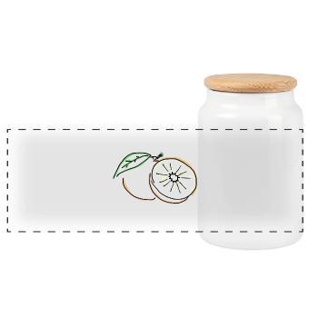Orange - Panorama Keksdose mit Holzdeckel - Weiß - Vorne