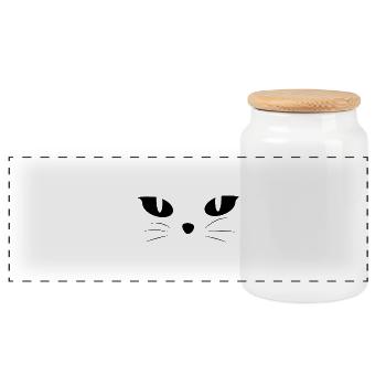 Katze Katzen Geschenk Katzenaugen Gesicht Mieze - Panorama Keksdose mit Holzdeckel - Weiß - Vorne