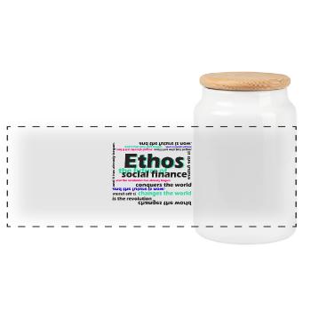 ethos the future of social finance - Panoramic Cookie Jar with Wooden Lid - white - Front
