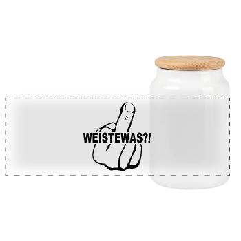 WEISTEWAS (Weist du was)?! Leck mich - Panorama Keksdose mit Holzdeckel - Weiß - Vorne