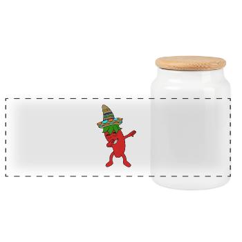 Chilli Mexico Dab Dabbing chilli scharg spicy new - Panoramic Cookie Jar with Wooden Lid - white - Front