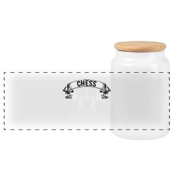 It's OK If You Think Chess Is Boring 01 - Panoramic Cookie Jar with Wooden Lid - white - Front