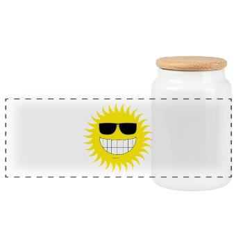 Sun - Panoramic Cookie Jar with Wooden Lid - white - Front