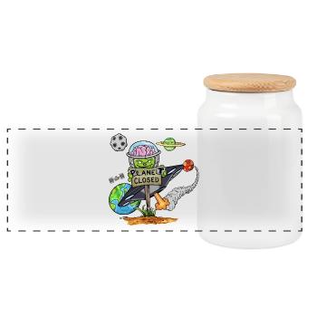 Planet Closed - Boîte à biscuits avec couvercle en bois - blanc - Devant