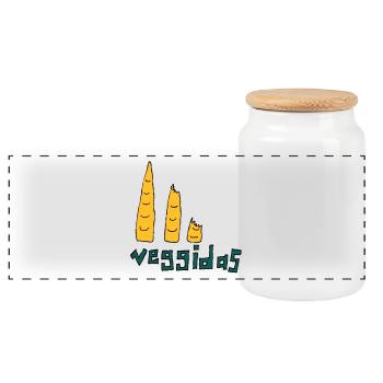 Veggidas - Boîte à biscuits avec couvercle en bois - blanc - Devant