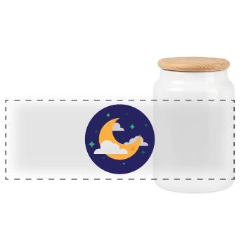 lune - Boîte à biscuits avec couvercle en bois - blanc - Devant