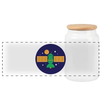 of satellite - Panoramic Cookie Jar with Wooden Lid - white - Front