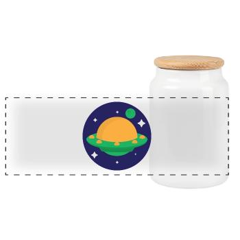 planète - Boîte à biscuits avec couvercle en bois - blanc - Devant