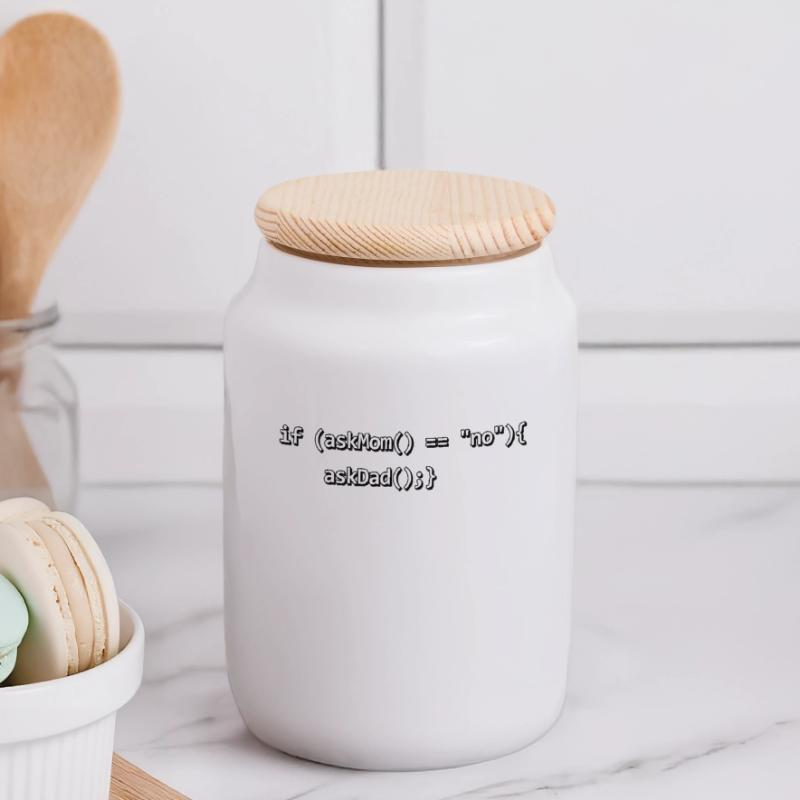 If IF mother father nerd source code programmer Panoramic Cookie Jar with Wooden Lid