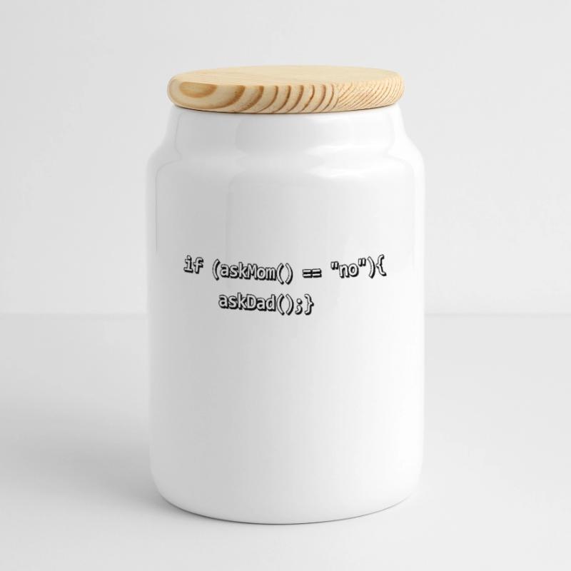 Si IF mère père nerd programmeur de code source Boîte à biscuits avec couvercle en bois