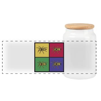 Pop-Art Spinne Vogelspinne - Panorama Keksdose mit Holzdeckel - Weiß - Vorne