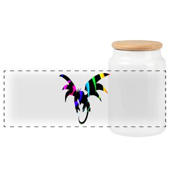 Dragon Bow Boucle de dragon - Boîte à biscuits avec couvercle en bois - blanc - Devant