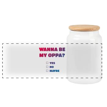 Wanna be my Oppa - Boîte à biscuits avec couvercle en bois - blanc - Devant
