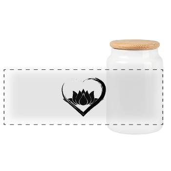 Coeur noir Lotus - Boîte à biscuits avec couvercle en bois - blanc - Devant