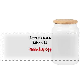 Lustiger Spruch ich kann das - Panorama Keksdose mit Holzdeckel - Weiß - Vorne