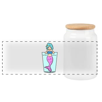 Mermaid in glass gift mermaid mythical creature sea - Panoramic Cookie Jar with Wooden Lid - white - Front
