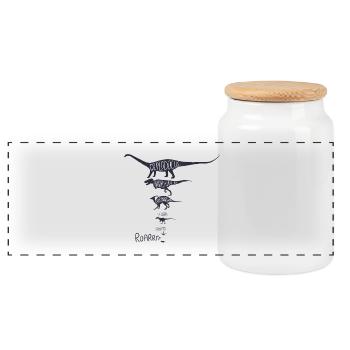 dinosaure - Boîte à biscuits avec couvercle en bois - blanc - Devant