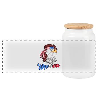USA, Eagle, Flag, America, Gift, Patriotic - Panoramic Cookie Jar with Wooden Lid - white - Front
