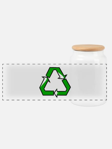 Recycling - Panorama Keksdose mit Holzdeckel - Weiß
